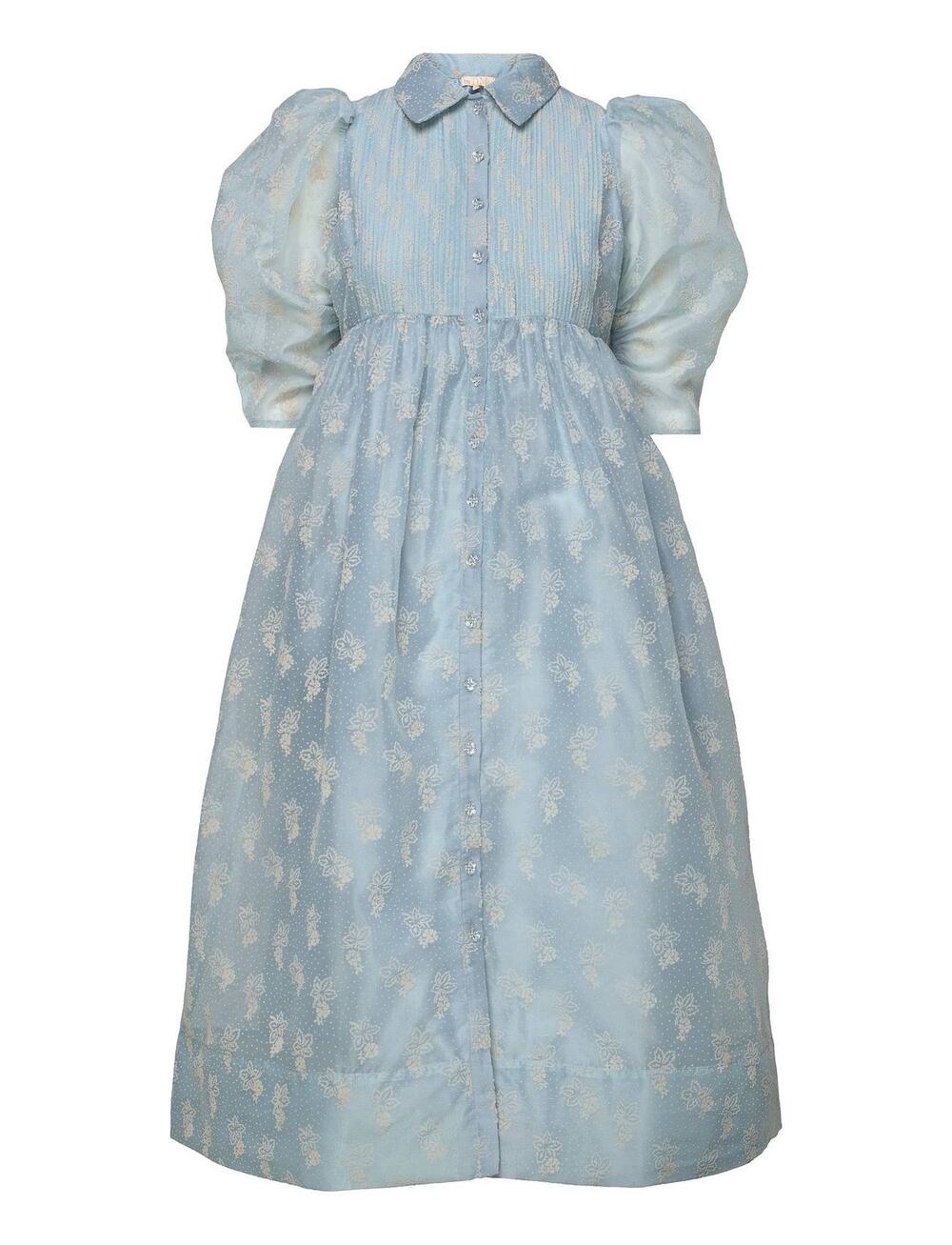 ByTiMo Organza Puff Sleeve Midi Dress In Dots